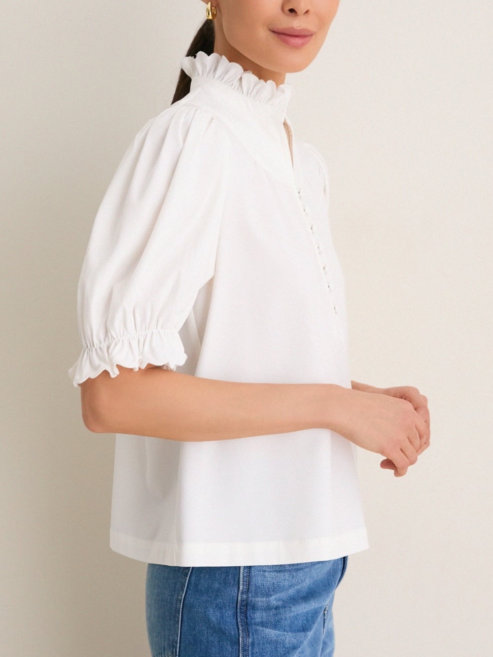 Tuckernuck Pomander Place White Selena Blouse Size Small.    24 - Picture 6 of 10